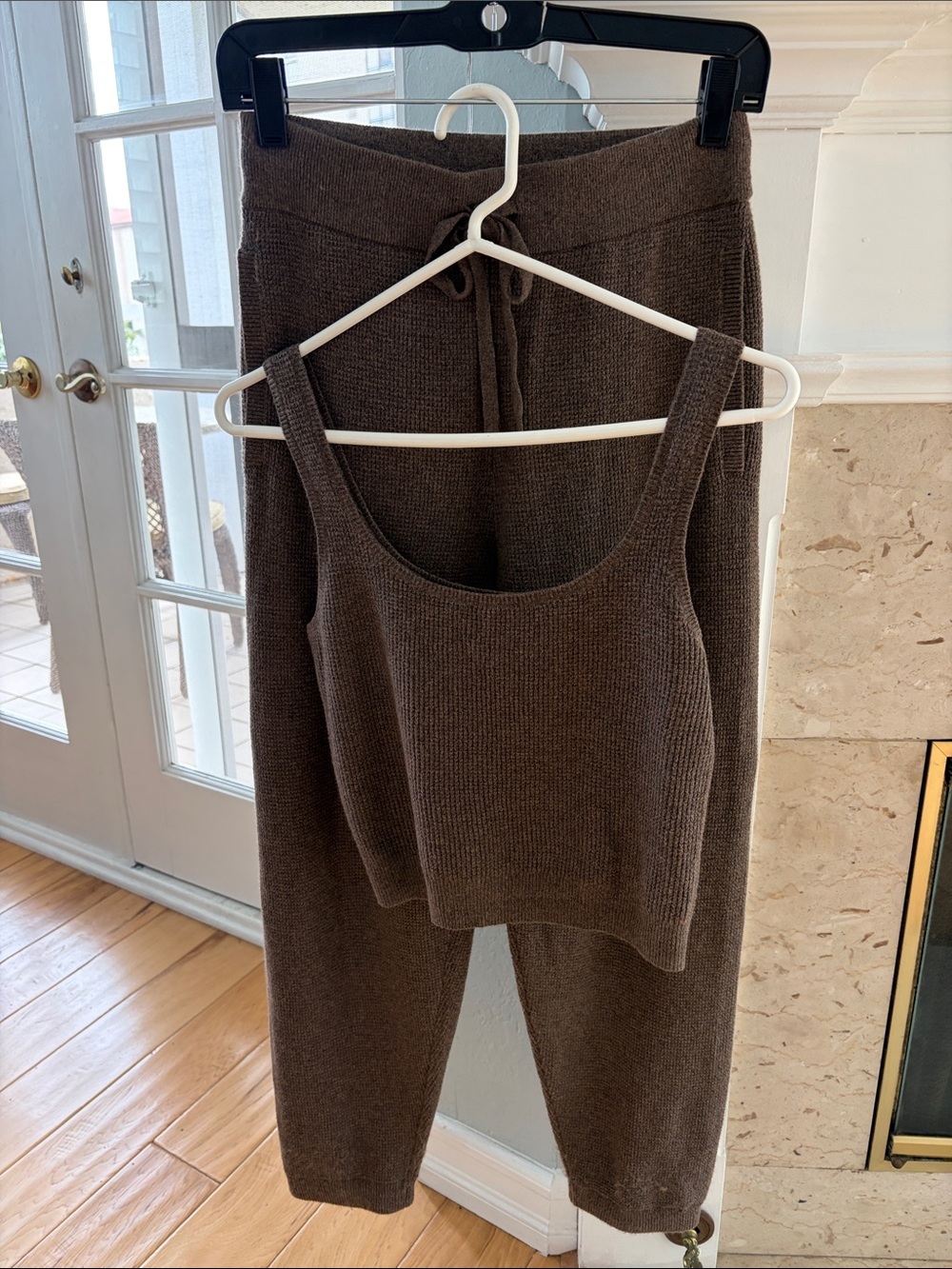 Mocha Knit Cropped Tank & Jogger Set - Women